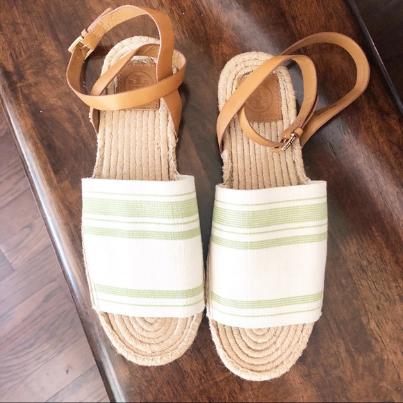 TORY BURCH striped canvas espadrille sandals 11 - Picture 2 of 8